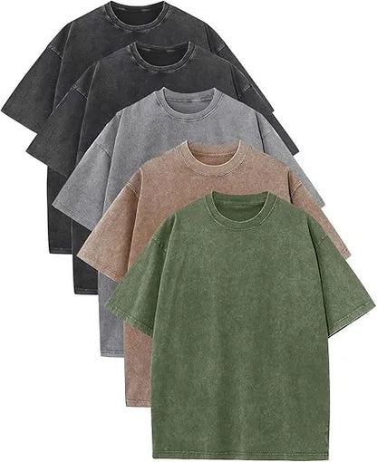 Men’s Plus Size 100% Cotton Acid Wash Oversized Heavyweight Vintage T-Shirt