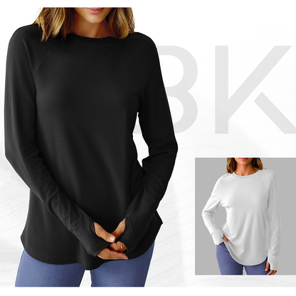 Womens Long Sleeve Round Neck Tunic Tops