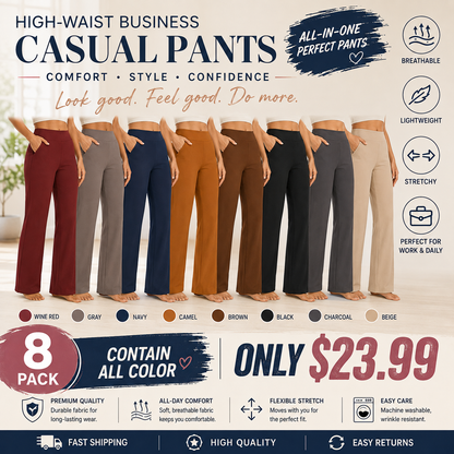 💘Women’s High-Waist Wide Leg Pants – Business Casual Yoga Dress Pants with Pockets