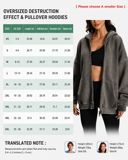 Women’s Washed Heavyweight Double Zipper Hoodie