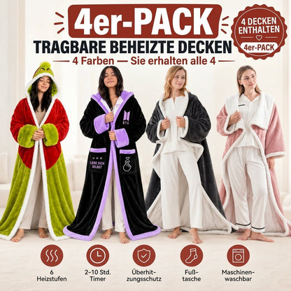 🔥 Beheizbare Kuscheldecke mit Fußtaschen & weichem Sherpa-Futter – tragbar, mit Überhitzungsschutz & Auto-Abschaltung 🔥