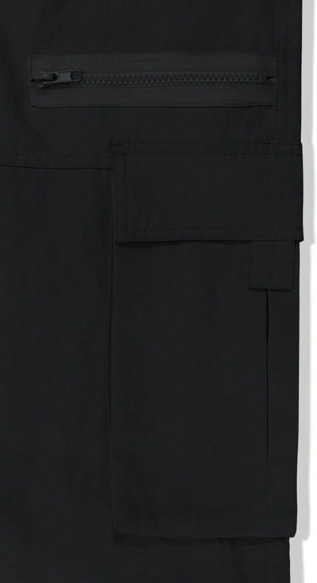 Men's Loose Solid Color All-match Pocket Drawstring Waist Overalls