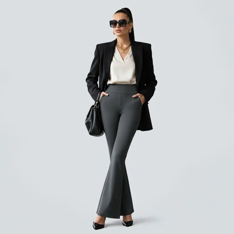 Women’s Stretch Pull-On Flare Work Pants, 4 Pockets