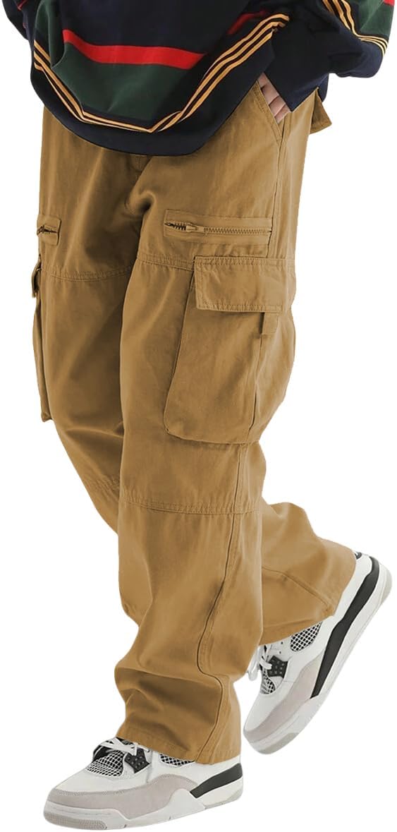 Men's Loose Solid Color All-match Pocket Drawstring Waist Overalls