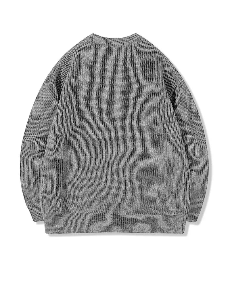 Men's Solid Drop Shoulder Cable Knit Sweater