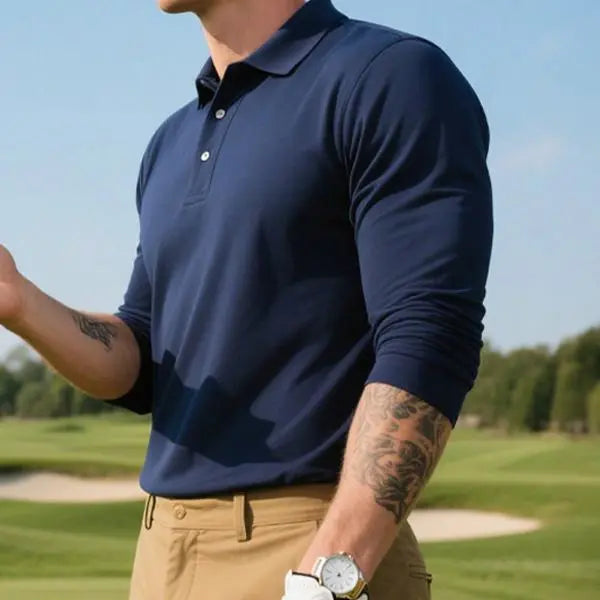 🔥 BESTSELLER | Men's Lightweight Long-Sleeve Polo Shirt