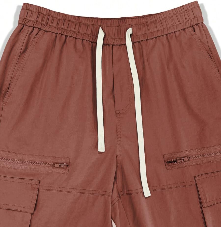 Men's Loose Solid Color All-match Pocket Drawstring Waist Overalls
