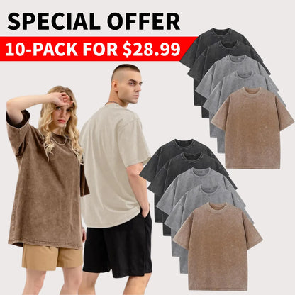Men’s Plus Size 100% Cotton Acid Wash Oversized Heavyweight Vintage T-Shirt