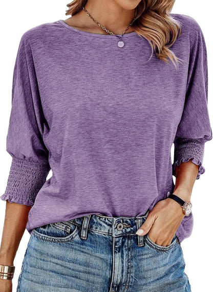 ⏰Hot Sale-2025  Tops 3/4 Sleeve T-Shirts Cute Crewneck Tees Blouses