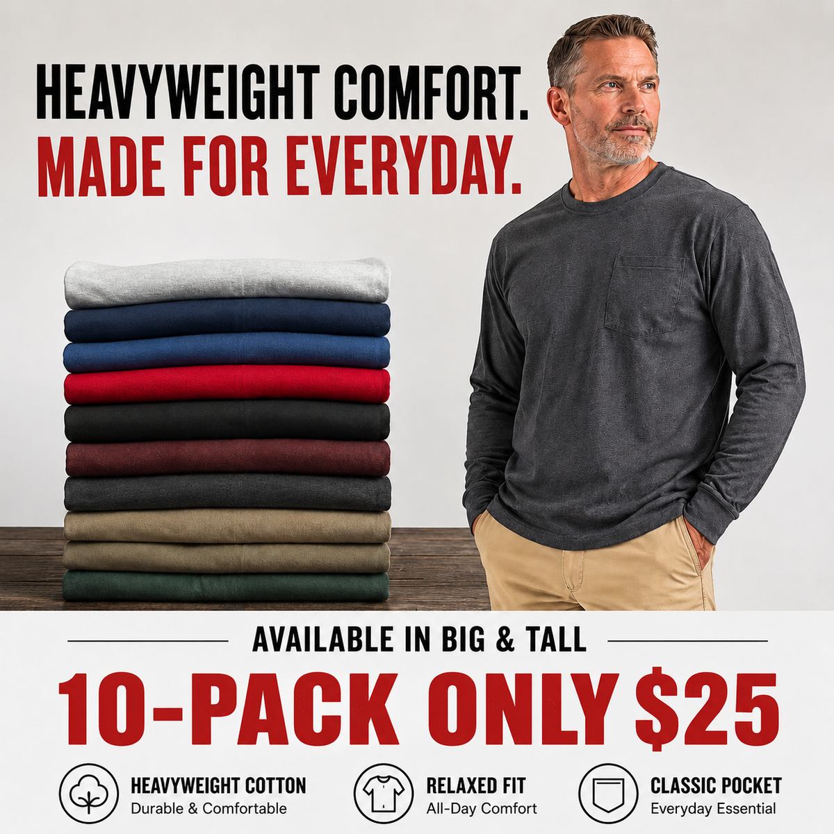 🔥Classic Heavyweight Pocket Work Tee – Relaxed Fit, Built for Everyday Work