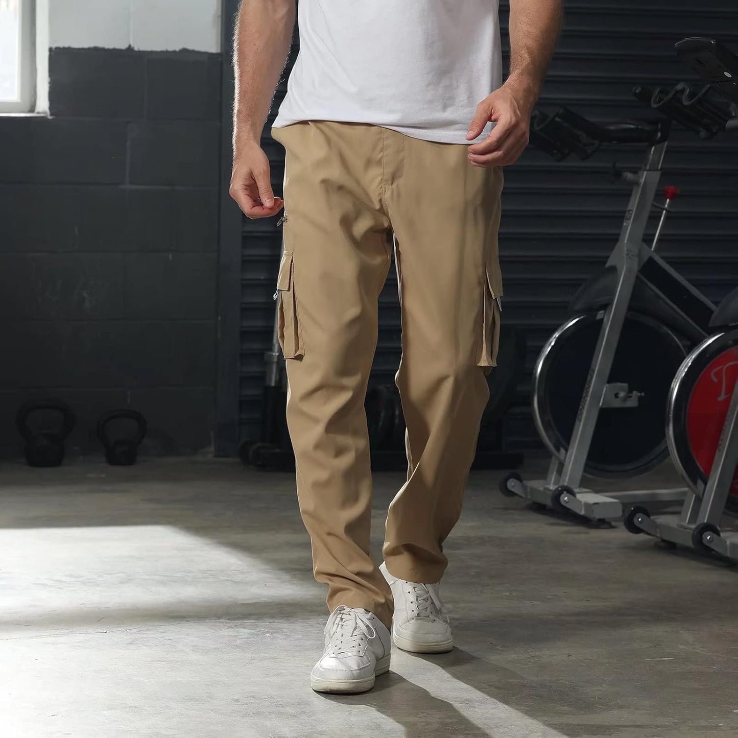 Men's Loose Solid Color All-match Pocket Drawstring Waist Overalls