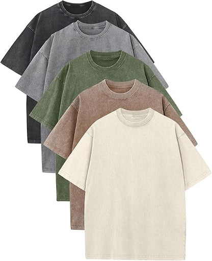 Men’s Plus Size 100% Cotton Acid Wash Oversized Heavyweight Vintage T-Shirt