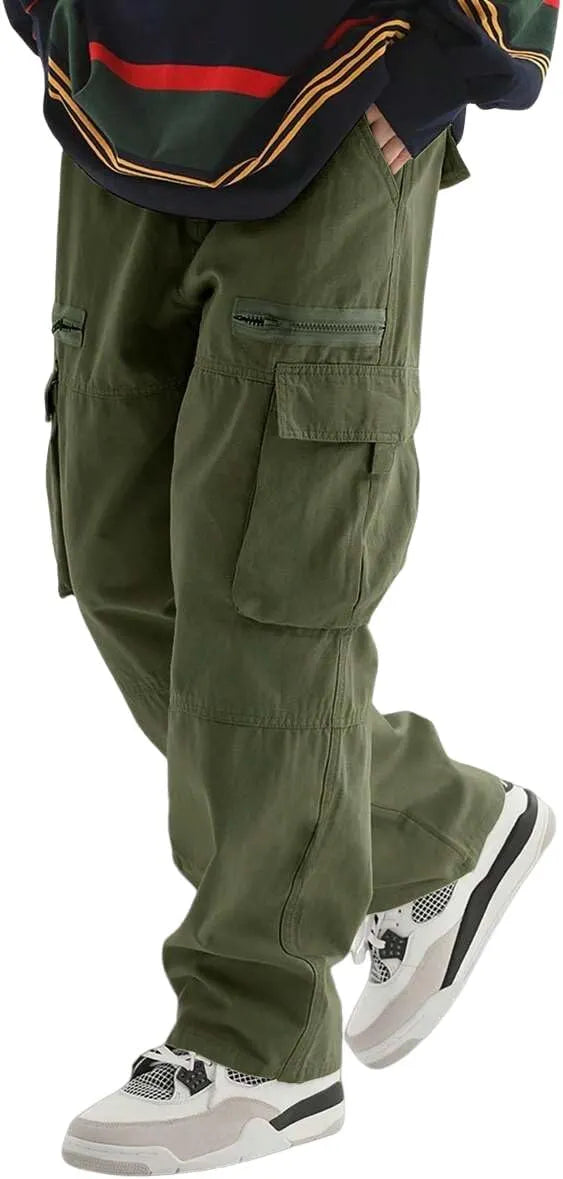 Men's Loose Solid Color All-match Pocket Drawstring Waist Overalls