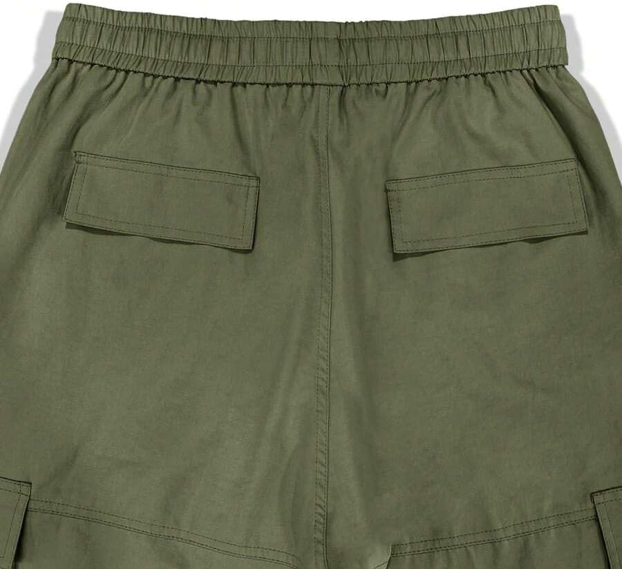 Men's Loose Solid Color All-match Pocket Drawstring Waist Overalls