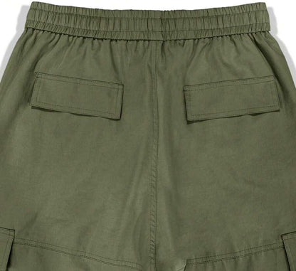 Men's Loose Solid Color All-match Pocket Drawstring Waist Overalls