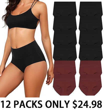 Women's High Waist Seamless Underwear Full Coverage Brief No Show Panties Sexy Comfortable Pantie Multi Pack L-8XL