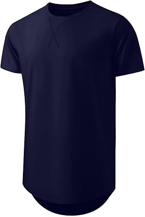🔥🔥Men's Cotton Hipster Hip Hop Longline Crewneck T-Shirt