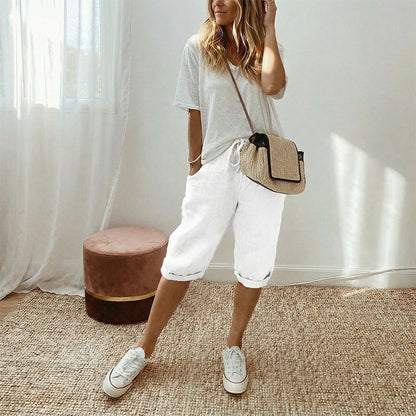 👖 LIMITED-TIME 90% OFF! ✨ Women's Cotton Linen Capris – Loose, Cropped, Rolled Cuff, Pockets 🌿