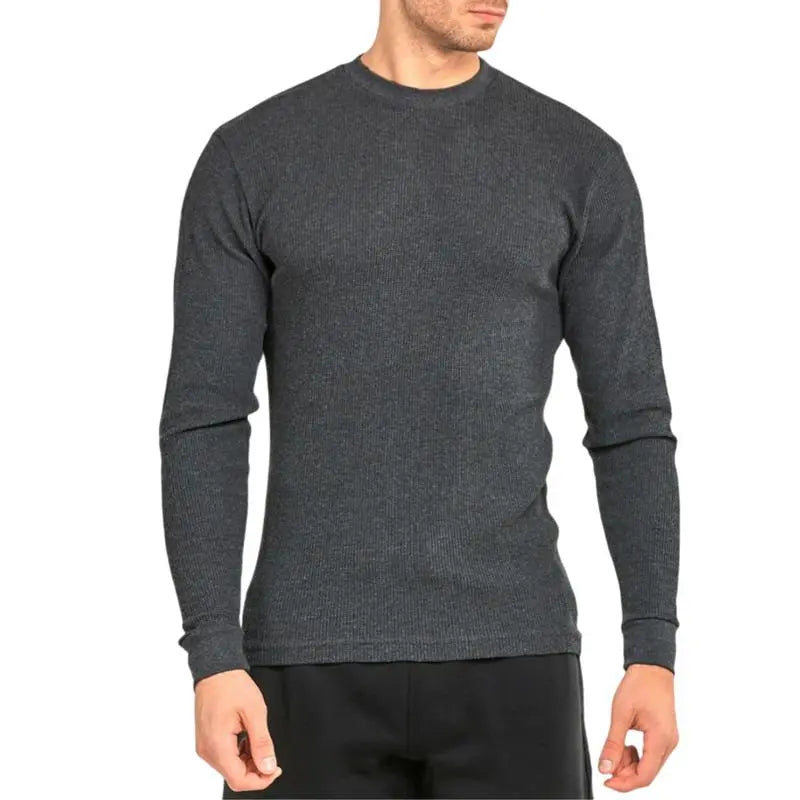Men's Cotton Waffle-Knit Crew Neck Shirt