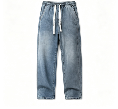 🔥 BEST SELLER | Men’s Stretch Cotton Loose-Fit Drawstring Jeans