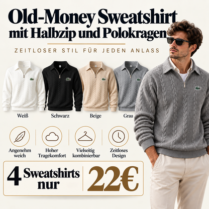 🐊Old-Money Sweatshirt mit  Halbzip und Polokragen🔥
