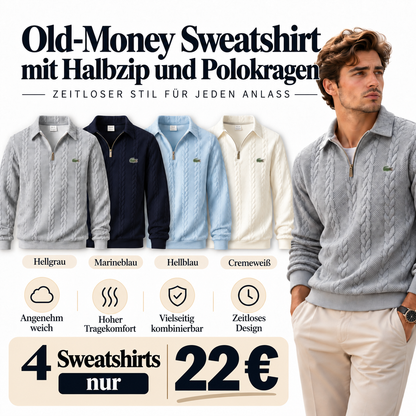 🐊Old-Money Sweatshirt mit  Halbzip und Polokragen🔥