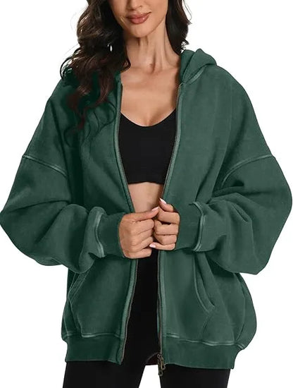 Women’s Washed Heavyweight Double Zipper Hoodie