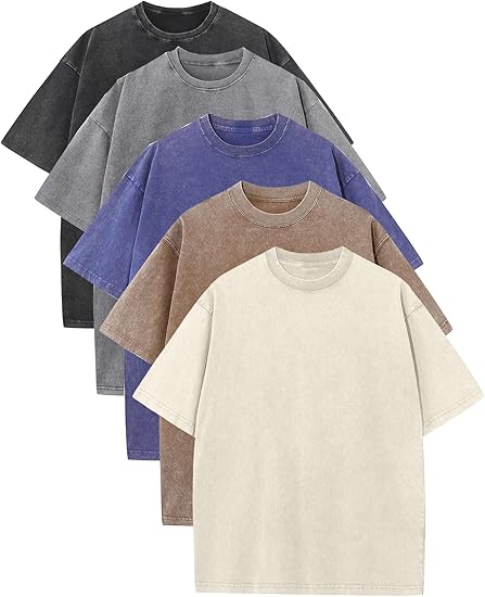 Men’s Plus Size 100% Cotton Acid Wash Oversized Heavyweight Vintage T-Shirt