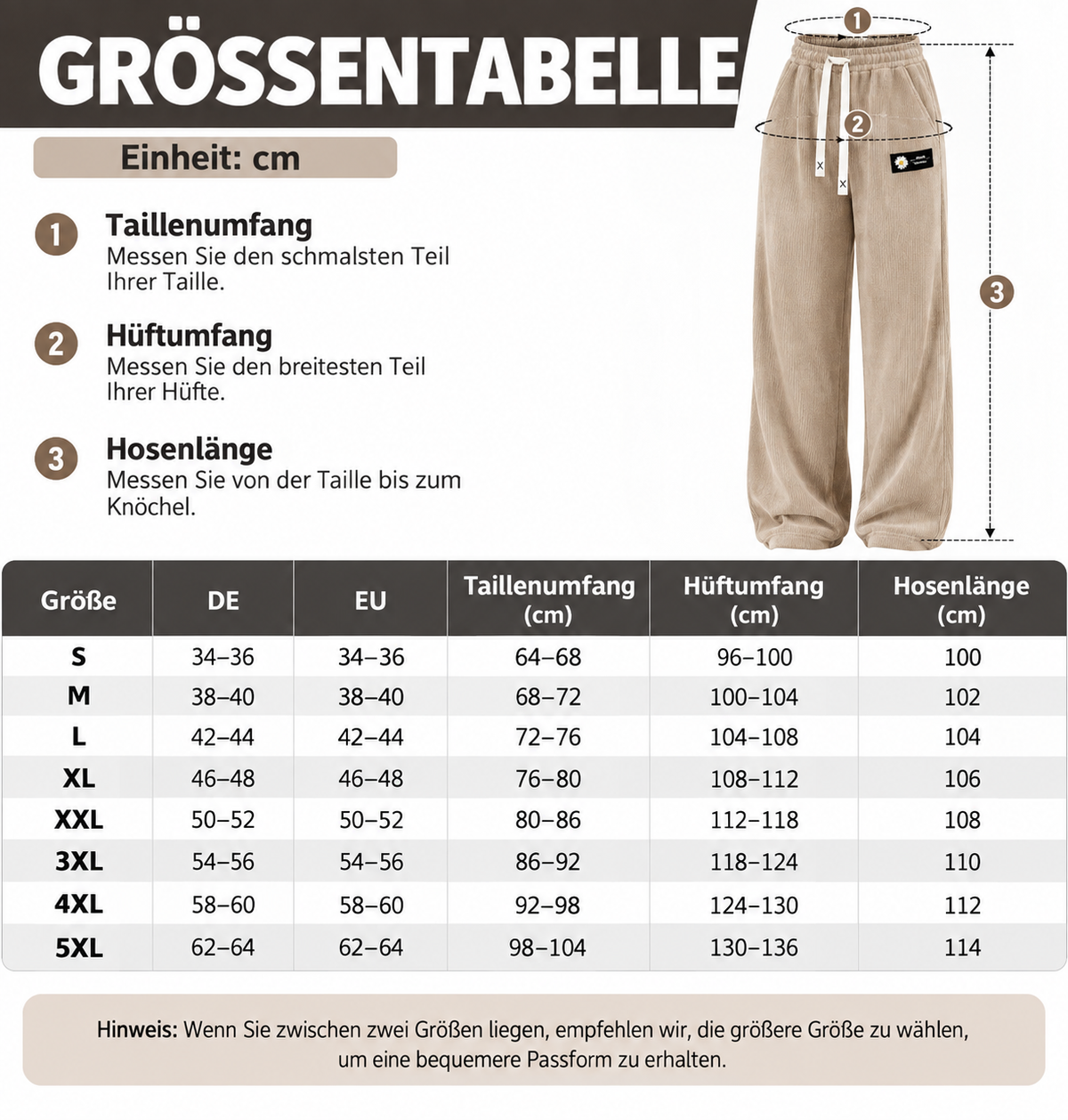 [LETZTER VERKAUFSTAG] Damen-Cordhose mit geradem Bein – 100 % Baumwolle