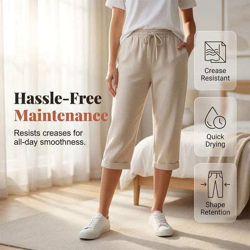 👖 LIMITED-TIME 90% OFF! ✨ Women's Cotton Linen Capris – Loose, Cropped, Rolled Cuff, Pockets 🌿