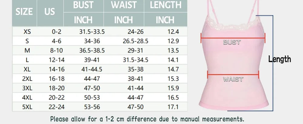 Women’s Padded Lace Cami Top – Double Lined Sexy Spaghetti Strap Tank