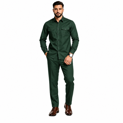 Men’s Two-Piece Matching Shirt & Pants Set – Casual Everyday Outfit