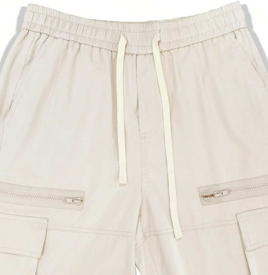 Men's Loose Solid Color All-match Pocket Drawstring Waist Overalls