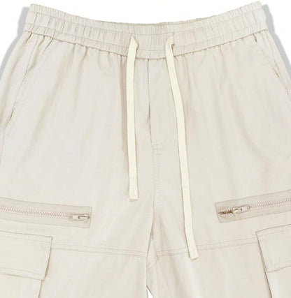 Men's Loose Solid Color All-match Pocket Drawstring Waist Overalls