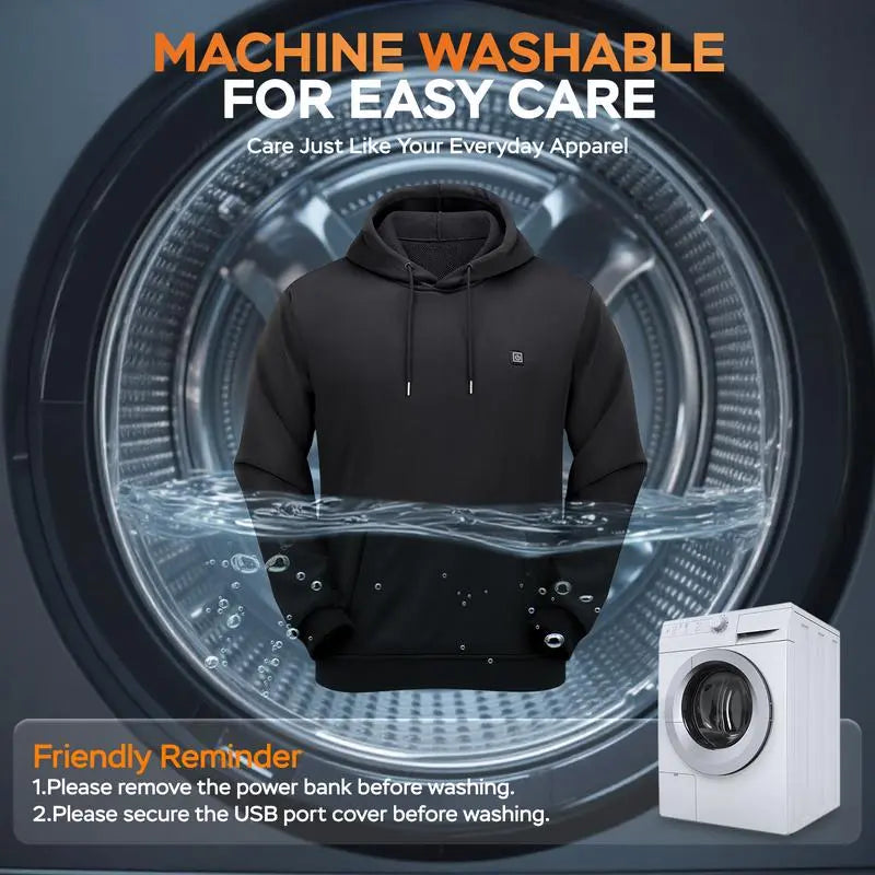 Heated Hoodie for Men – Fleece Lined, Electric Thermal Sweatshirt