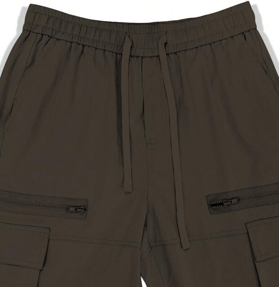 Men's Loose Solid Color All-match Pocket Drawstring Waist Overalls