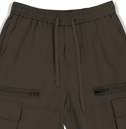 Men's Loose Solid Color All-match Pocket Drawstring Waist Overalls