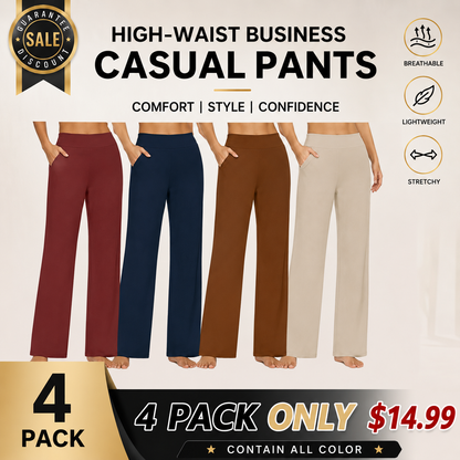 🌞Summer Hot Sale🔥Women's High-Waisted Loose Business Casual Yoga Pants with Pockets