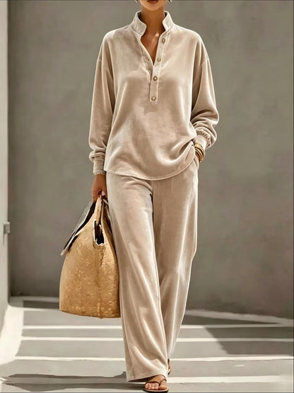 Women's Soft Velvet Two-Piece Set – Relaxed & Elegant
