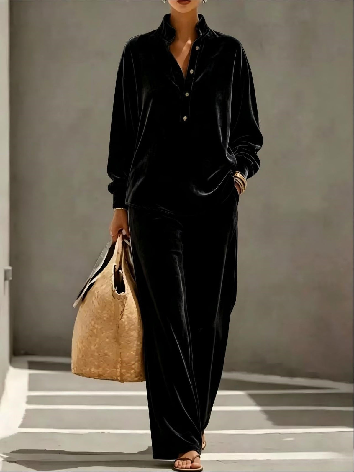 Women's Soft Velvet Two-Piece Set – Relaxed & Elegant