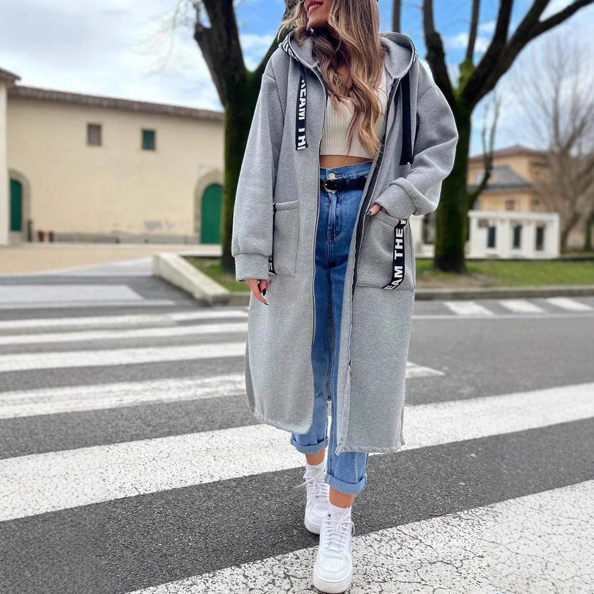 Longline oversized hoodie coat outfit