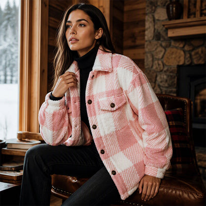 ⏰🍂Autumn Early Bird Sale--Women's Plaid Button-Down Cozy Jacket