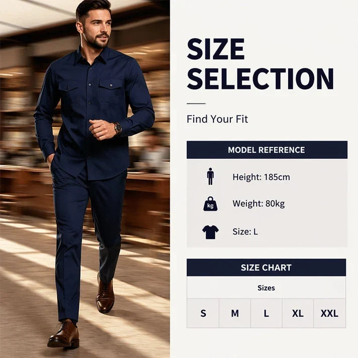 Men’s Two-Piece Matching Shirt & Pants Set – Casual Everyday Outfit