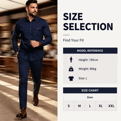 Men’s Two-Piece Matching Shirt & Pants Set – Casual Everyday Outfit