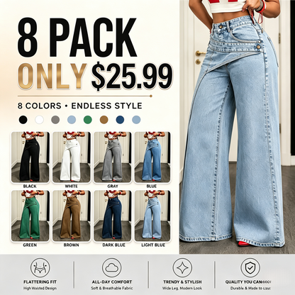 🔥MID YEAR SALE🔥Women's Loose-Fitting Trendy Asymmetrical Design Casual Denim Long Pants